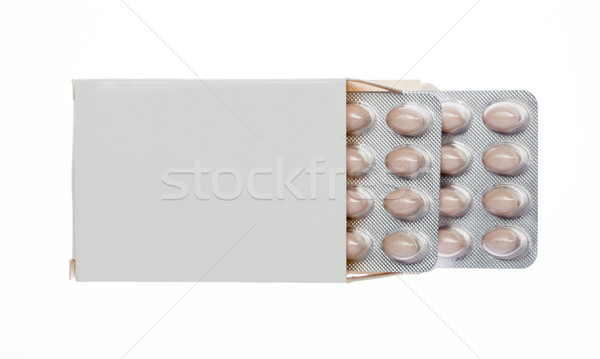 Fehér doboz barna tabletták hólyag csomag Stock fotó © ironstealth