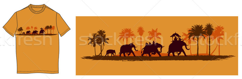 Indian elefanti albero uomo costruzione Palm Foto d'archivio © isaxar