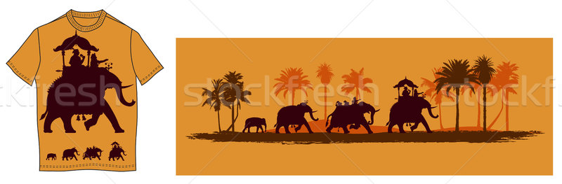 Indian elefanti albero uomo costruzione Palm Foto d'archivio © isaxar
