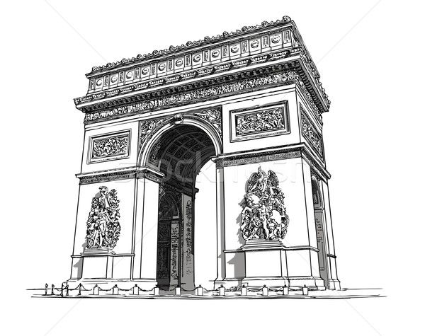 Arc de Triomphe Paris Vektor Hand Zeichnung Bau Stock foto © isaxar