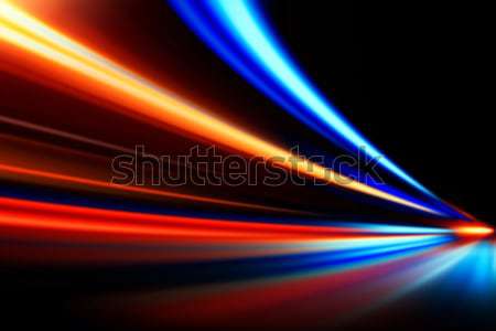 Stock photo: acceleration speed motion on night road