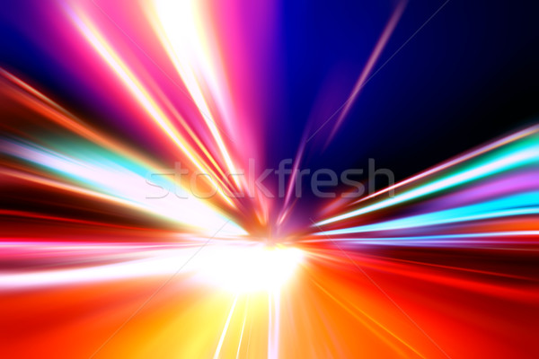Stock photo: acceleration speed motion on night road