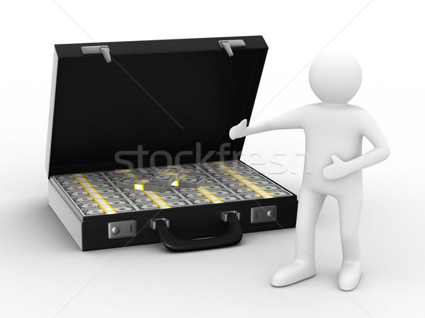 Stock photo: Open suitcase with dollars on white background. Isolated 3D image