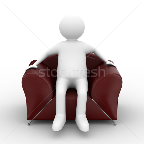 Stock photo: person sitting in armchair. Isolated 3D image