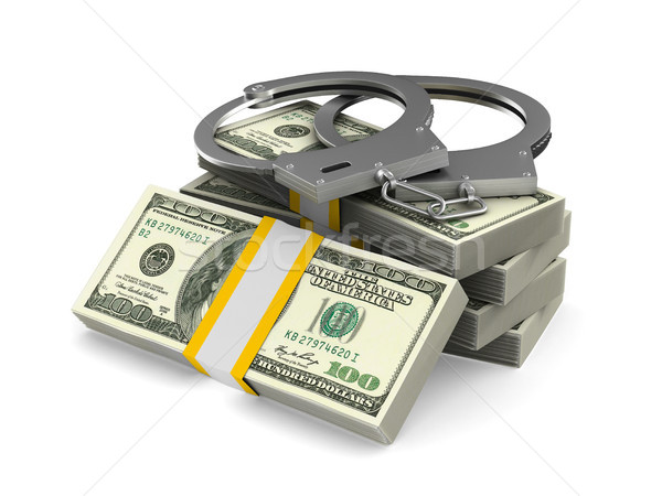 Handcuffs and money on white background. Isolated 3D illustratio Stock photo © ISerg