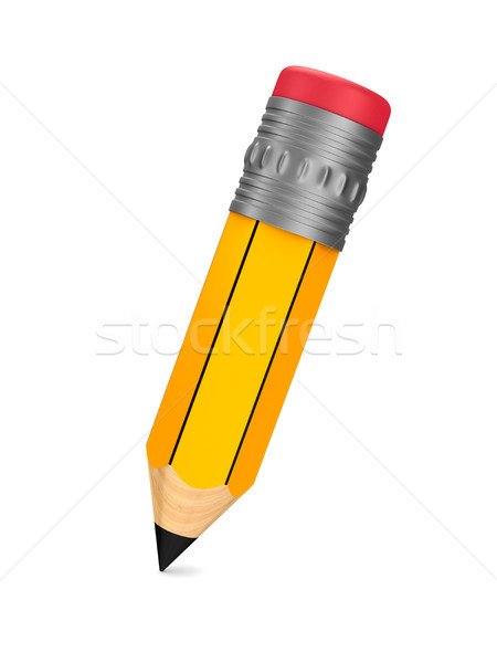 Legno matita eraser bianco isolato 3D Foto d'archivio © ISerg