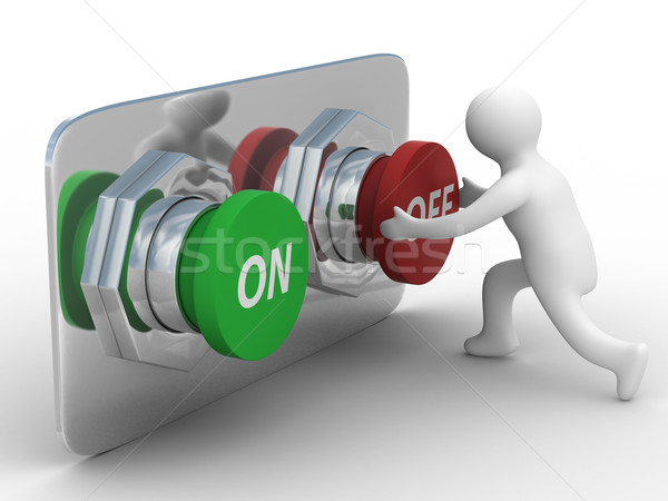person pushes the button. Isolated 3D image Stock photo © ISerg