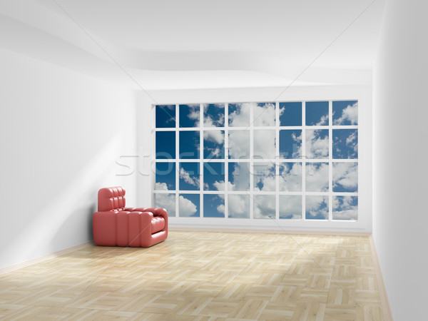 Stock foto: Leeren · Raum · hinter · öffnen · Fenster · 3D