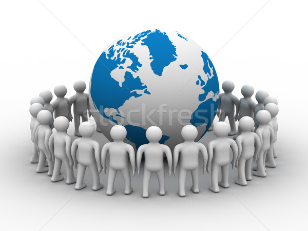 Grupo de personas pie mundo 3D imagen Internet Foto stock © ISerg