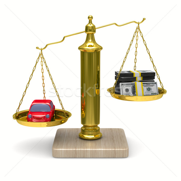 car and cashes on scales. Isolated 3D image Stock photo © ISerg
