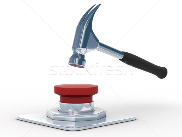 hammer in button. Isoladet 3D image Stock photo © ISerg