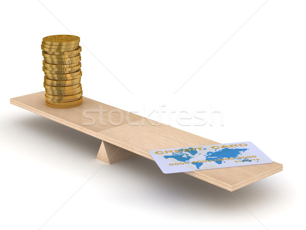 Carta di credito monete scale isolato 3D immagine Foto d'archivio © ISerg