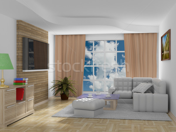 室內 客廳 3D 圖像 雲 電視 商業照片 © ISerg