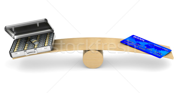 credit card and money on scale. Isolated 3D illustration Stock photo © ISerg