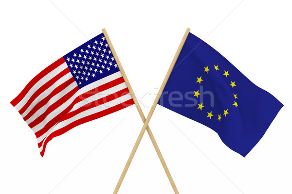 Zászlók USA EU izolált 3d illusztráció terv Stock fotó © ISerg