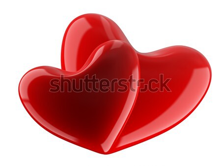 Isolated two hearts on white background. 3D image. Stock photo © ISerg