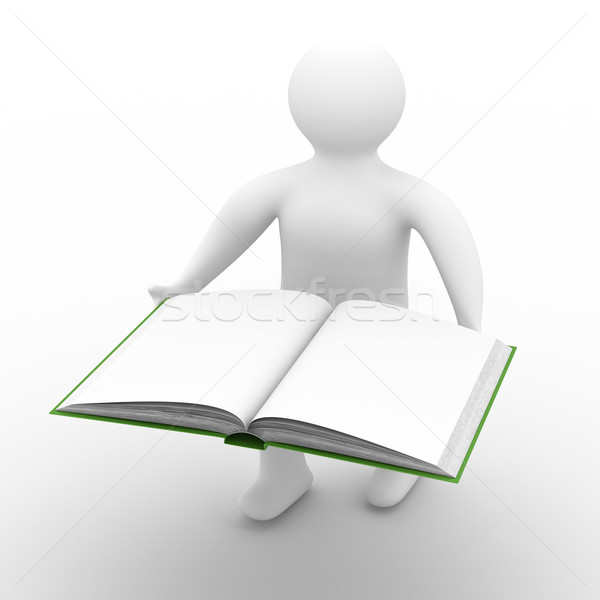 человека открытой книгой белый изолированный 3D изображение Сток-фото © ISerg