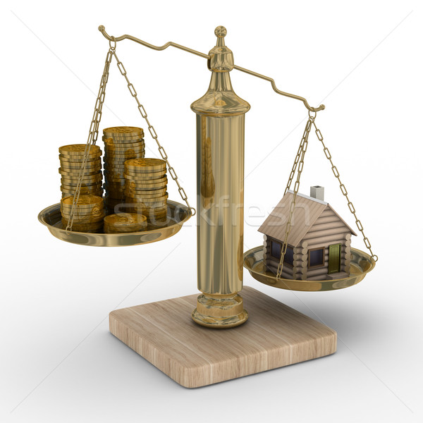 house and cashes on weights. Isolated 3D image Stock photo © ISerg