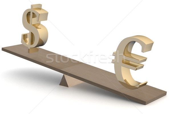 Dollar and euro on scales. 3D image.  Stock photo © ISerg