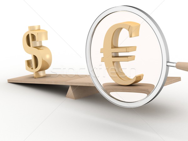 Foto stock: Dólar · euros · escalas · 3D · imagen · vidrio