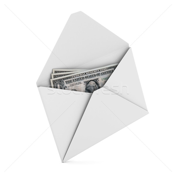 Foto stock: Dinheiro · envelope · branco · isolado · 3D · imagem