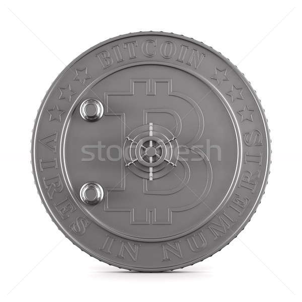 coin bitcoin on white background. Isolated 3D illustration Stock photo © ISerg