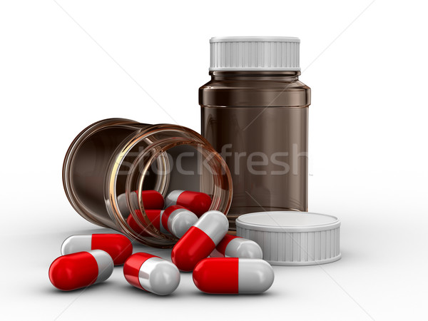 Two bottle for tablets on white background. Isolated 3D image Stock photo © ISerg