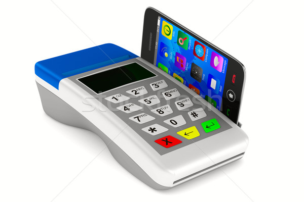 Payment by phone on white background. Isolated 3D image Stock photo © ISerg