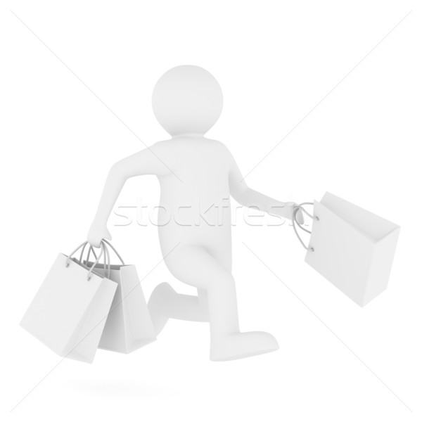 Foto stock: Hombre · bolsa · blanco · aislado · 3D · imagen