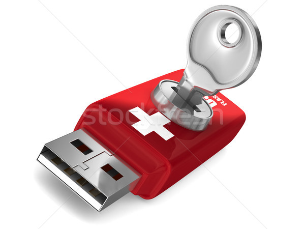 Salvare usb flash drive alb izolat 3D Imagine de stoc © ISerg