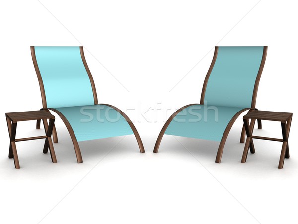 Two deckchairs on a white background. 3D image. Stock photo © ISerg