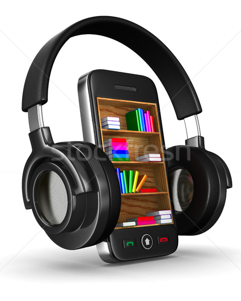 Audio boeken witte geïsoleerd 3D afbeelding Stockfoto © ISerg