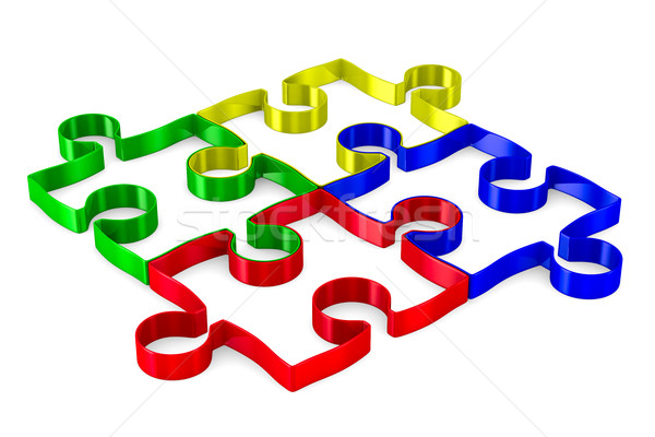Puzzle weiß isoliert 3D Bild abstrakten Stock foto © ISerg