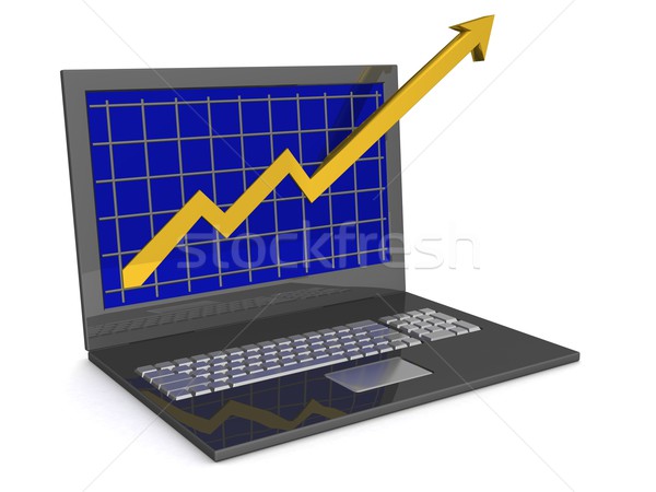 Laptop. The concept of financial growth. 3D image. Stock photo © ISerg