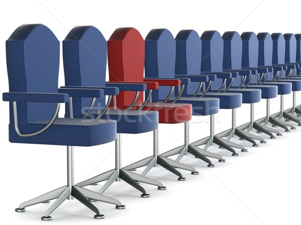 Row office armchairs on a white background. 3D image. Stock photo © ISerg