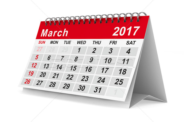 Stock photo: 2017 year calendar. March. Isolated 3D image