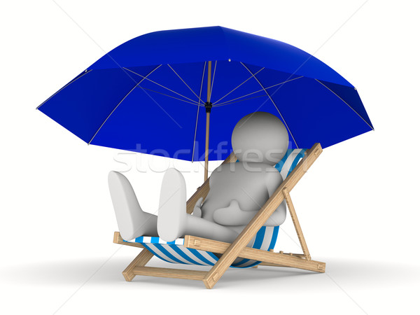 躺椅 陽傘 白 孤立 3D 圖像 商業照片 © ISerg