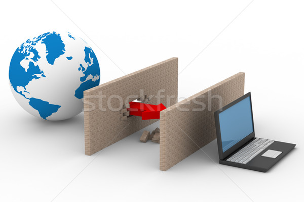 Protected global network the Internet. 3D image. Stock photo © ISerg