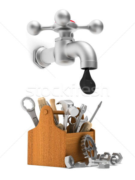 faucet on white background. Isolated 3D illustration Stock photo © ISerg