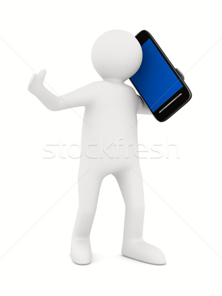 Foto stock: Hombre · teléfono · blanco · aislado · 3D · imagen