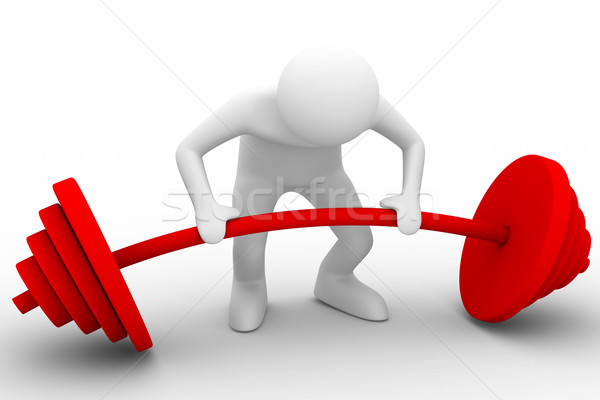 weight-lifter lifts barbell on white. Isolated 3D image Stock photo © ISerg