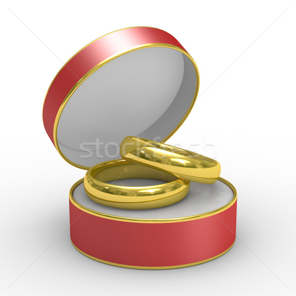 Red box with two wedding rings. Isolated 3D image Stock photo © ISerg