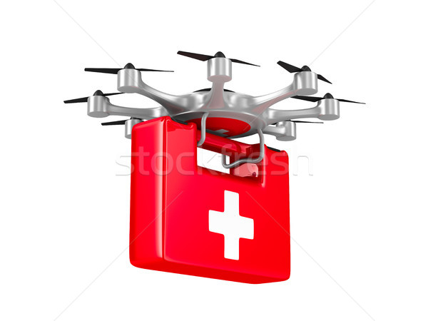 ambulance octocopter on white background. Isolated 3d illustrati Stock photo © ISerg