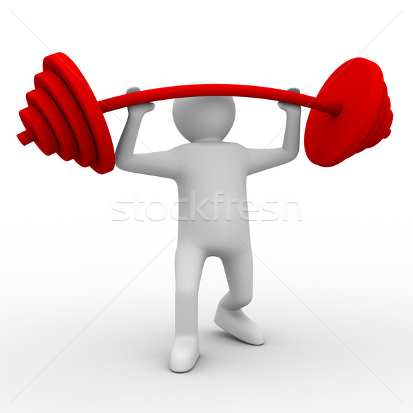 weight-lifter lifts barbell on white. Isolated 3D image Stock photo © ISerg