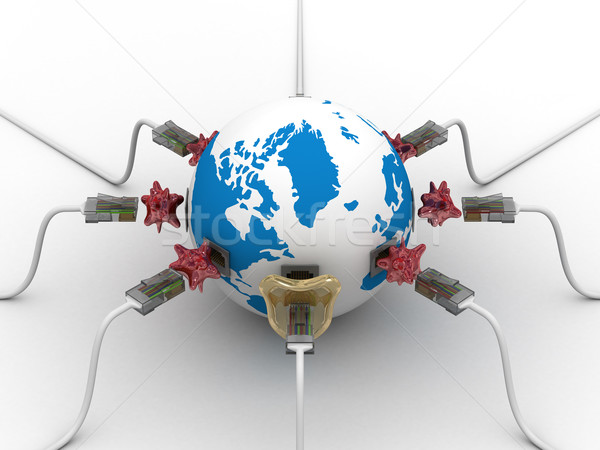 Geschützt global Netzwerk Internet 3D Bild Stock foto © ISerg