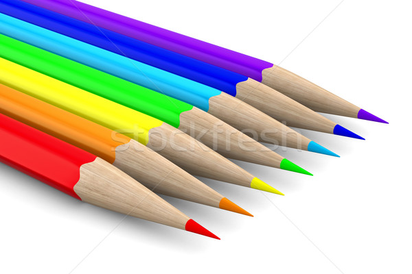 [[stock_photo]]: Crayons · blanche · isolé · 3D · image