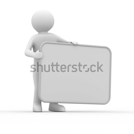 man holds the poster in a hand. 3D image Stock photo © ISerg