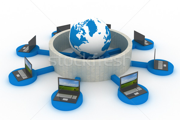 protected global network the Internet. 3D image. Stock photo © ISerg