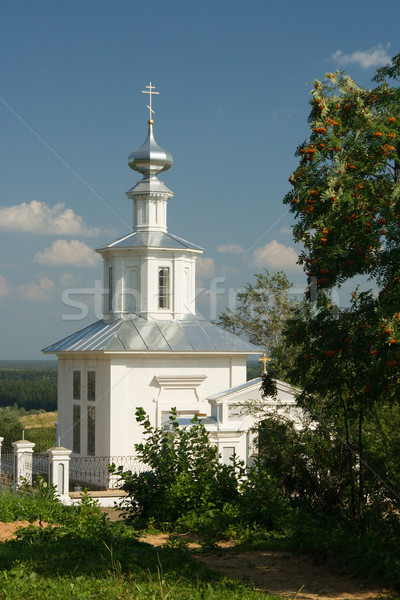 Weiß christian Kirche Baum Kreuz blau Stock foto © ISerg