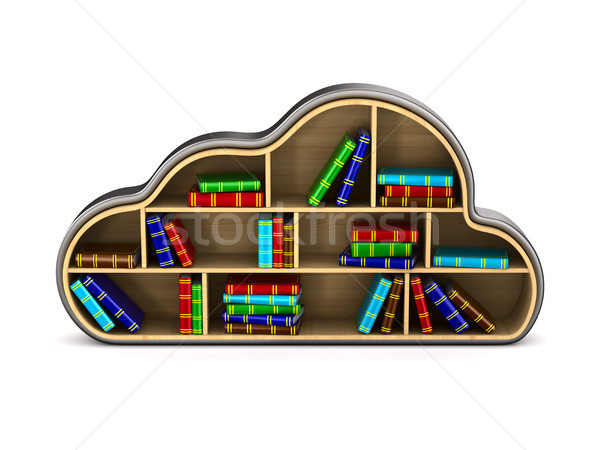 Cloud with books on white background. Isolated 3D illustration Stock photo © ISerg